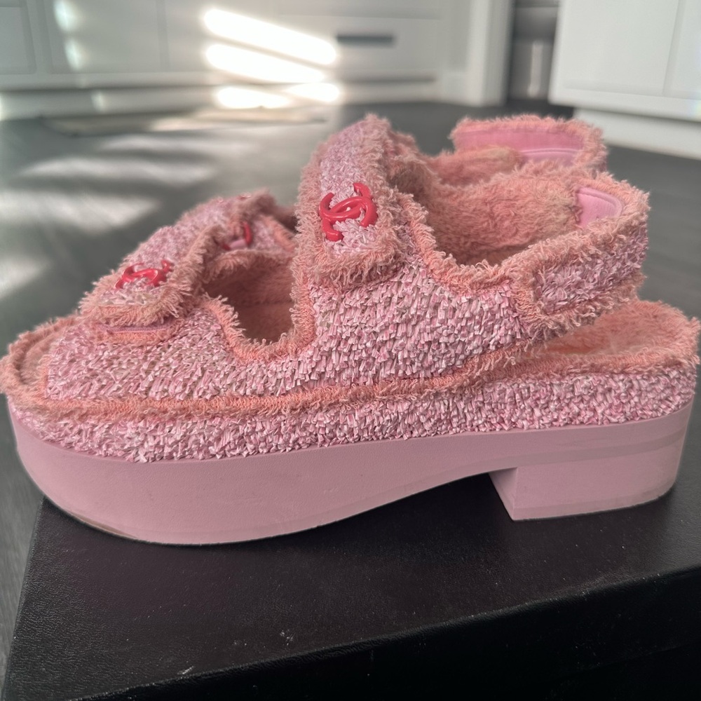 Chanel Pink Platform Sandals size 38